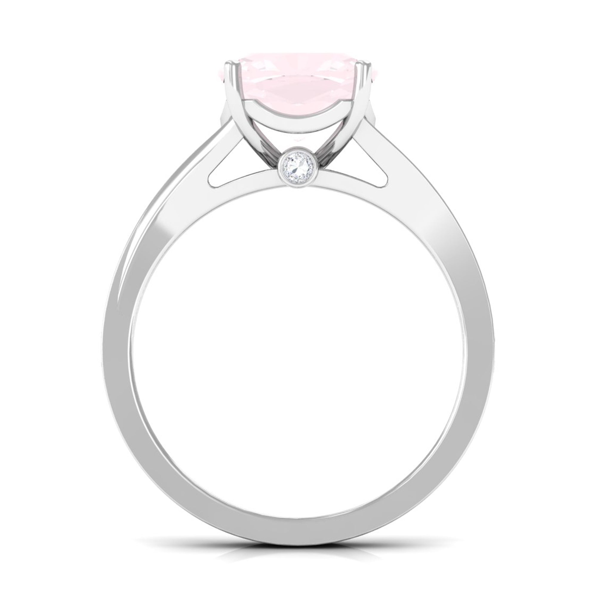 Cushion Cut Rose Quartz and Diamond Engagement Ring with Split Shank Rose Quartz - ( AAA ) - Quality - Rosec Jewels