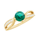 Infinity Shank Round Created Emerald Engagement Ring with Diamond Lab Created Emerald - ( AAAA ) - Quality - Rosec Jewels