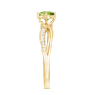 Infinity Shank Round Peridot Engagement Ring with Diamond Peridot - ( AAA ) - Quality - Rosec Jewels