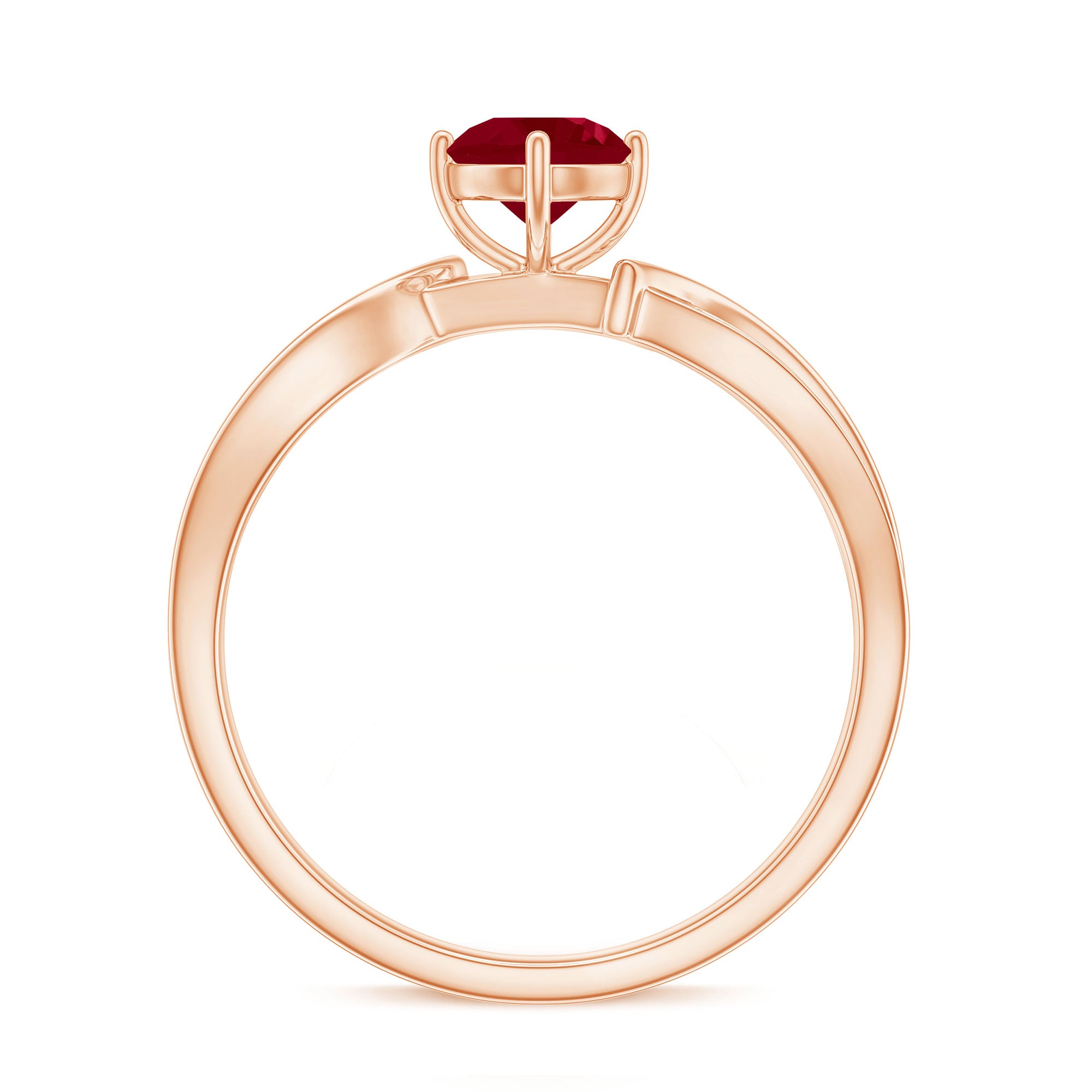 Infinity Shank Ruby Solitaire Engagement Ring with Diamond Ruby - ( AAA ) - Quality - Rosec Jewels