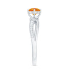 Infinity Shank Round Orange Sapphire Engagement Ring with Diamond Orange Sapphire - ( AAA ) - Quality - Rosec Jewels