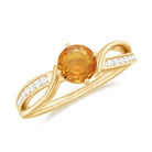 Infinity Shank Round Orange Sapphire Engagement Ring with Diamond Orange Sapphire - ( AAA ) - Quality - Rosec Jewels