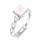 1.5 CT Princess Cut Rose Quartz Engagement Ring with Diamond Side Stones Rose Quartz - ( AAA ) - Quality - Rosec Jewels