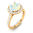 3 CT Round Ethiopian Opal Halo Engagement Ring with Moissanite Ethiopian Opal - ( AAA ) - Quality - Rosec Jewels