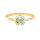 Round Green Sapphire Halo Engagement Ring with Diamond Green Sapphire - ( AAA ) - Quality - Rosec Jewels