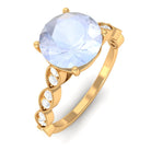 Round Moonstone Solitaire Engagement Ring with Diamond Moonstone - ( AAA ) - Quality - Rosec Jewels