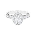 Vintage Style Oval Simulated Diamond Halo Engagement Ring Zircon - ( AAAA ) - Quality - Rosec Jewels