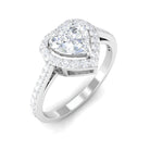 1.50 CT Heart Shape Cubic Zirconia Engagement Ring with Accent Zircon - ( AAAA ) - Quality - Rosec Jewels