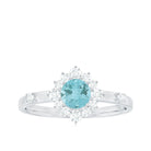 1 CT Round Sky Blue Topaz and Diamond Halo Engagement Ring Sky Blue Topaz - ( AAA ) - Quality - Rosec Jewels