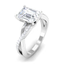 Emerald Cut Zircon Solitaire Ring in Infinity Shank Zircon - ( AAAA ) - Quality - Rosec Jewels