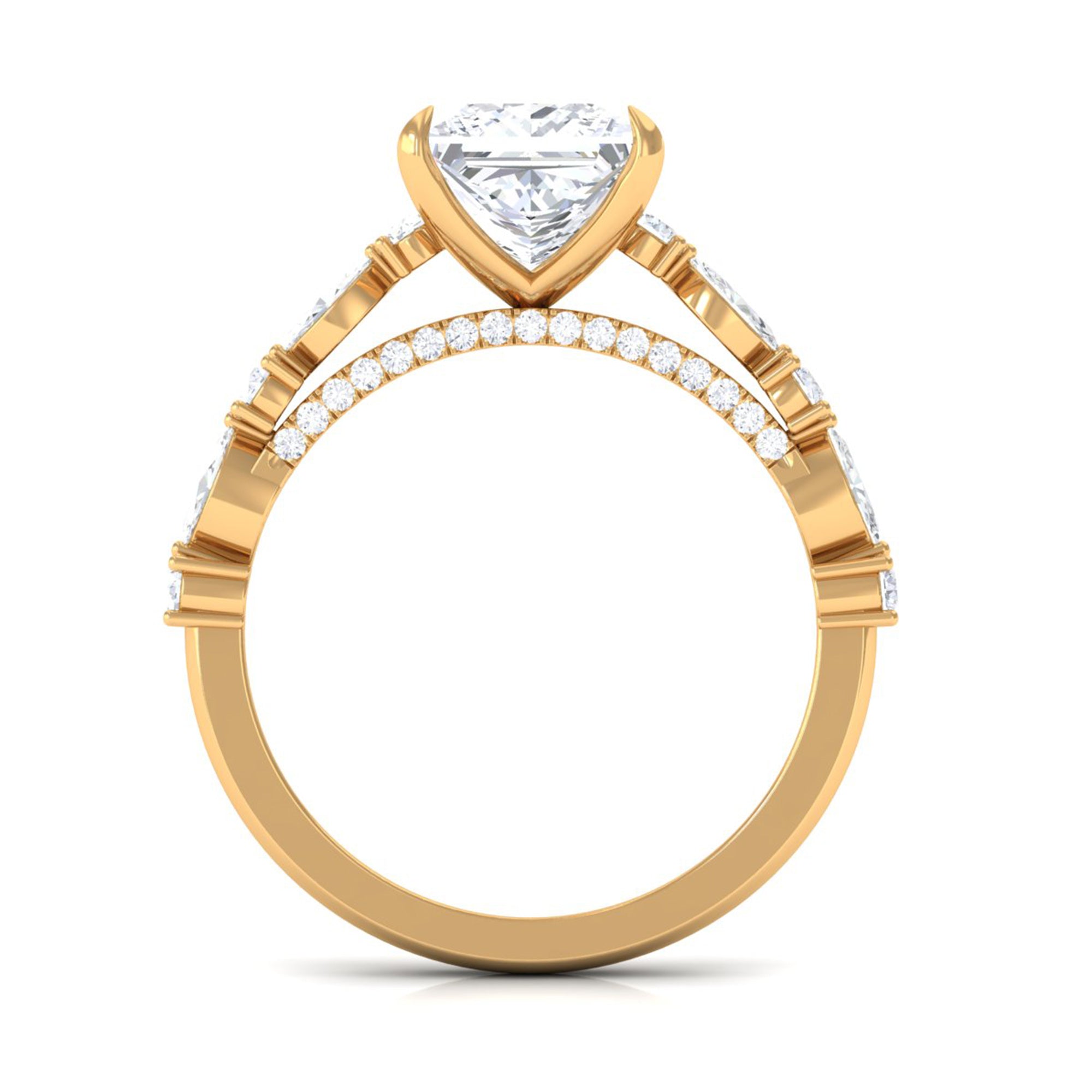 Zircon Designer Solitaire Engagement Ring in Gold Zircon - ( AAAA ) - Quality - Rosec Jewels