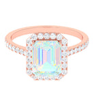 Octagon Ethiopian Opal Halo Engagement Ring with Diamond Ethiopian Opal - ( AAA ) - Quality - Rosec Jewels