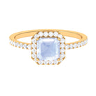 Asscher Cut Moonstone and Diamond Halo Engagement Ring Moonstone - ( AAA ) - Quality - Rosec Jewels