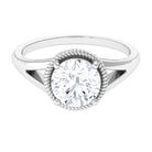 2 CT Round Cubic Zirconia Solitaire Gold Ring in Split Shank Zircon - ( AAAA ) - Quality - Rosec Jewels