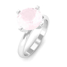 2 CT Classic Round Rose Quartz Solitaire Ring with Diamond Rose Quartz - ( AAA ) - Quality - Rosec Jewels