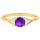 Round Amethyst and Diamond Engagement Ring Amethyst - ( AAA ) - Quality - Rosec Jewels