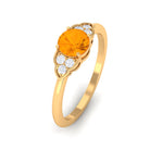 1 CT Fire Opal Engagement Ring with Diamond Trio Fire Opal - ( AAA ) - Quality - Rosec Jewels