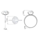 Oval Zircon Classic Halo Engagement Ring Zircon - ( AAAA ) - Quality - Rosec Jewels