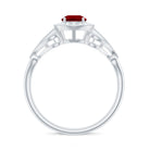 Vintage Created Ruby Diamond Engagement Ring Lab Created Ruby - ( AAAA ) - Quality - Rosec Jewels