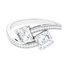 Asscher Cut Cubic Zirconia Two Stone Engagement Ring Zircon - ( AAAA ) - Quality - Rosec Jewels