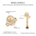 South Sea Pearl and Diamond Halo Wedding Ring Set South Sea Pearl - ( AAA ) - Quality - Rosec Jewels