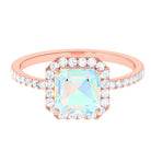 Asscher Cut Ethiopian Opal Halo Engagement Ring with Diamond Ethiopian Opal - ( AAA ) - Quality - Rosec Jewels