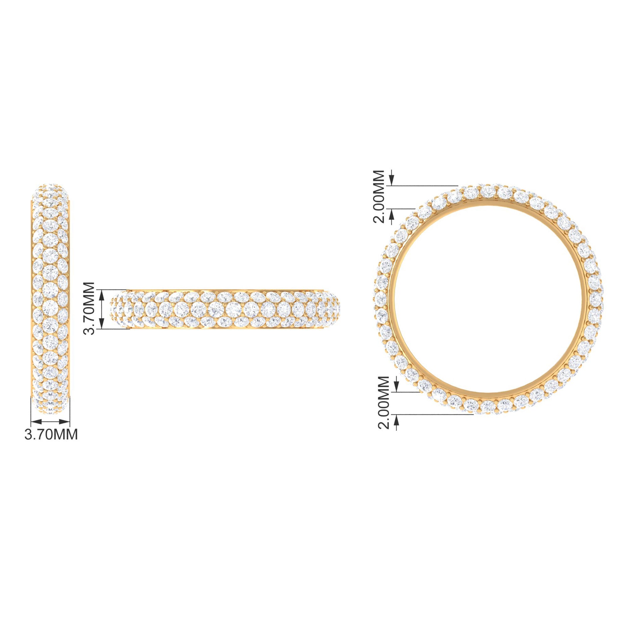 3 CT Simulated Diamond Three Row Eternity Band in Gold Zircon - ( AAAA ) - Quality - Rosec Jewels