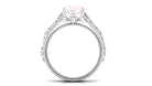 Cushion Cut Solitaire Rose Quartz Floral Engagement Ring with Diamond Rose Quartz - ( AAA ) - Quality - Rosec Jewels