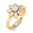 1/2 CT Simulated Diamond Elegant Flower Ring in Gold Zircon - ( AAAA ) - Quality - Rosec Jewels