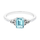 Octagon Cut Solitaire Aquamarine Celtic Knot Engagement Ring with Diamond Aquamarine - ( AAA ) - Quality - Rosec Jewels