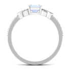 Emerald Cut Solitaire Moonstone Celtic Knot Engagement Ring with Diamond Moonstone - ( AAA ) - Quality - Rosec Jewels