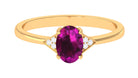 1 CT Oval Rhodolite Solitaire Ring with Diamond Accent Rhodolite - ( AAA ) - Quality - Rosec Jewels