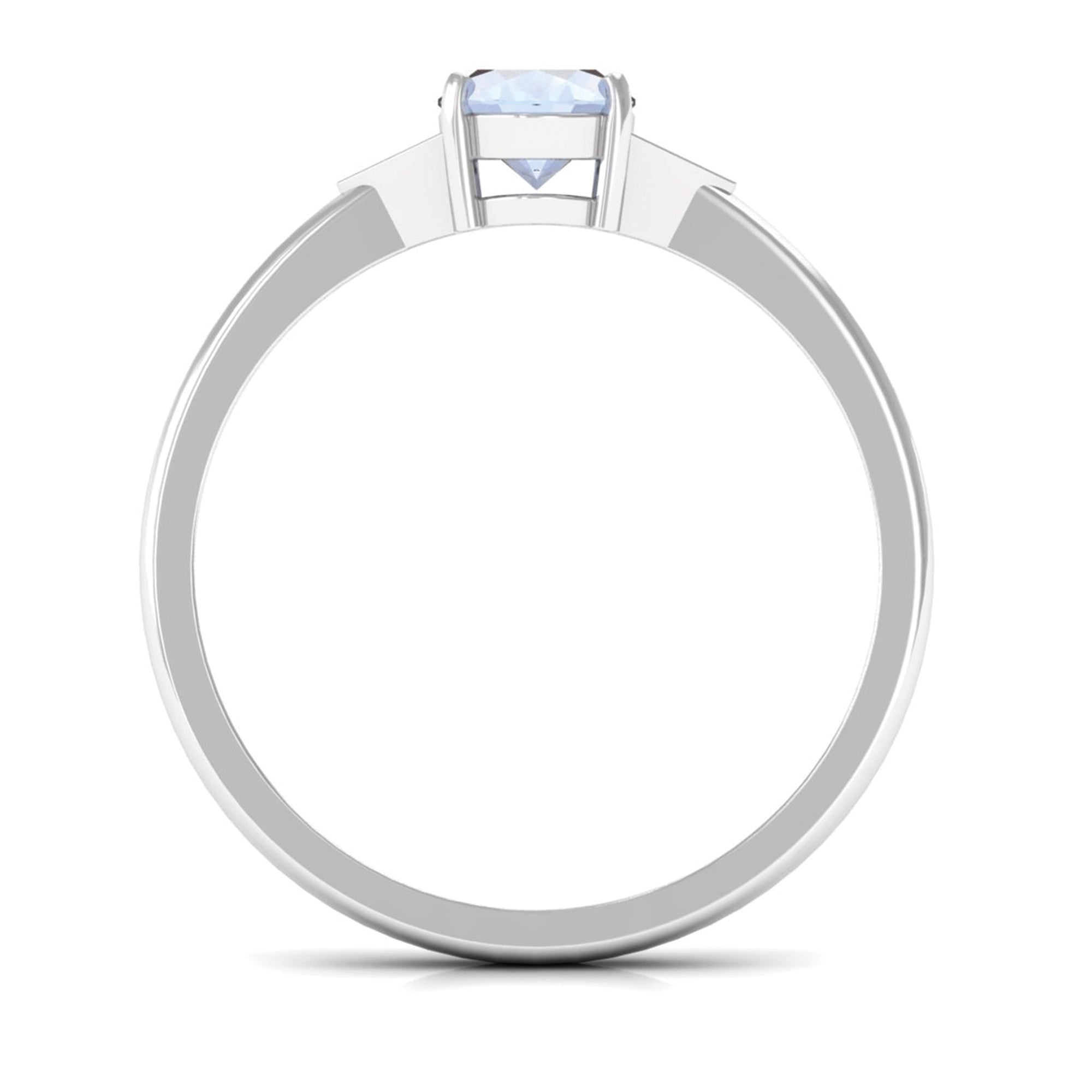 1 CT Oval Moonstone Solitaire Ring with Diamond Accent Moonstone - ( AAA ) - Quality - Rosec Jewels