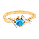 Swiss Blue Topaz and Diamond Designer Promise Ring Swiss Blue Topaz - ( AAA ) - Quality - Rosec Jewels