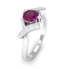 0.75 CT Rhodolite Engagement Ring with Diamond Accent Rhodolite - ( AAA ) - Quality - Rosec Jewels