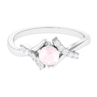 Rose Quartz and Diamond Designer Engagement Ring Rose Quartz - ( AAA ) - Quality - Rosec Jewels