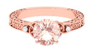 Solitaire Morganite Celtic Knot Ring with Diamond Morganite - ( AAA ) - Quality - Rosec Jewels