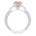 Solitaire Morganite Celtic Knot Ring with Diamond Morganite - ( AAA ) - Quality - Rosec Jewels