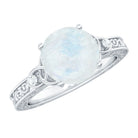 1 CT Solitaire Moonstone Celtic Knot Ring with Diamond Moonstone - ( AAA ) - Quality - Rosec Jewels