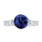 Solitaire Created Blue Sapphire Celtic Knot Engagement Ring with Diamond Lab Created Blue Sapphire - ( AAAA ) - Quality - Rosec Jewels