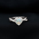 Heart Shape Ethiopian Opal Crossover Engagement Ring with Diamond Ethiopian Opal - ( AAA ) - Quality - Rosec Jewels