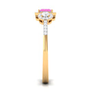 Princess Cut Pink Sapphire Engagement Ring with Diamond Halo Pink Sapphire - ( AAA ) - Quality - Rosec Jewels