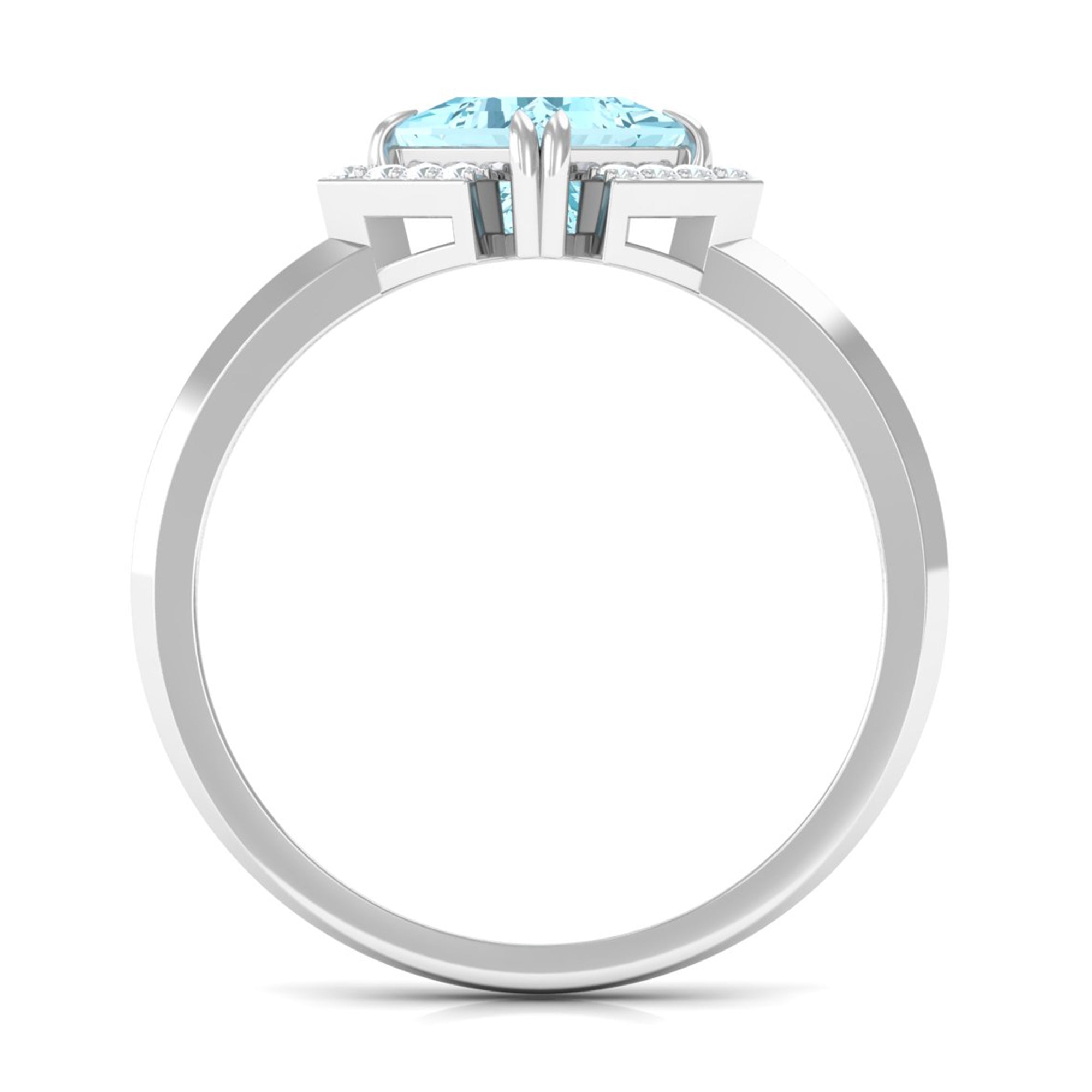 0.75 CT Princess Cut Aquamarine Simple Engagement Ring with Diamond Aquamarine - ( AAA ) - Quality - Rosec Jewels