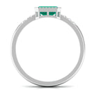 Octagon Cut Emerald East West Engagement Ring with Diamond Accent Emerald - ( AAA ) - Quality - Rosec Jewels