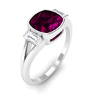 3.25 CT Cushion Cut Rhodolite Solitaire Engagement Ring with Split Shank Diamond Rhodolite - ( AAA ) - Quality - Rosec Jewels