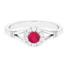 Split Shank Ruby and Diamond Halo Engagement Ring Ruby - ( AAA ) - Quality - Rosec Jewels