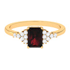 Octagon Cut Garnet and Diamond Solitaire Engagement Ring Garnet - ( AAA ) - Quality - Rosec Jewels