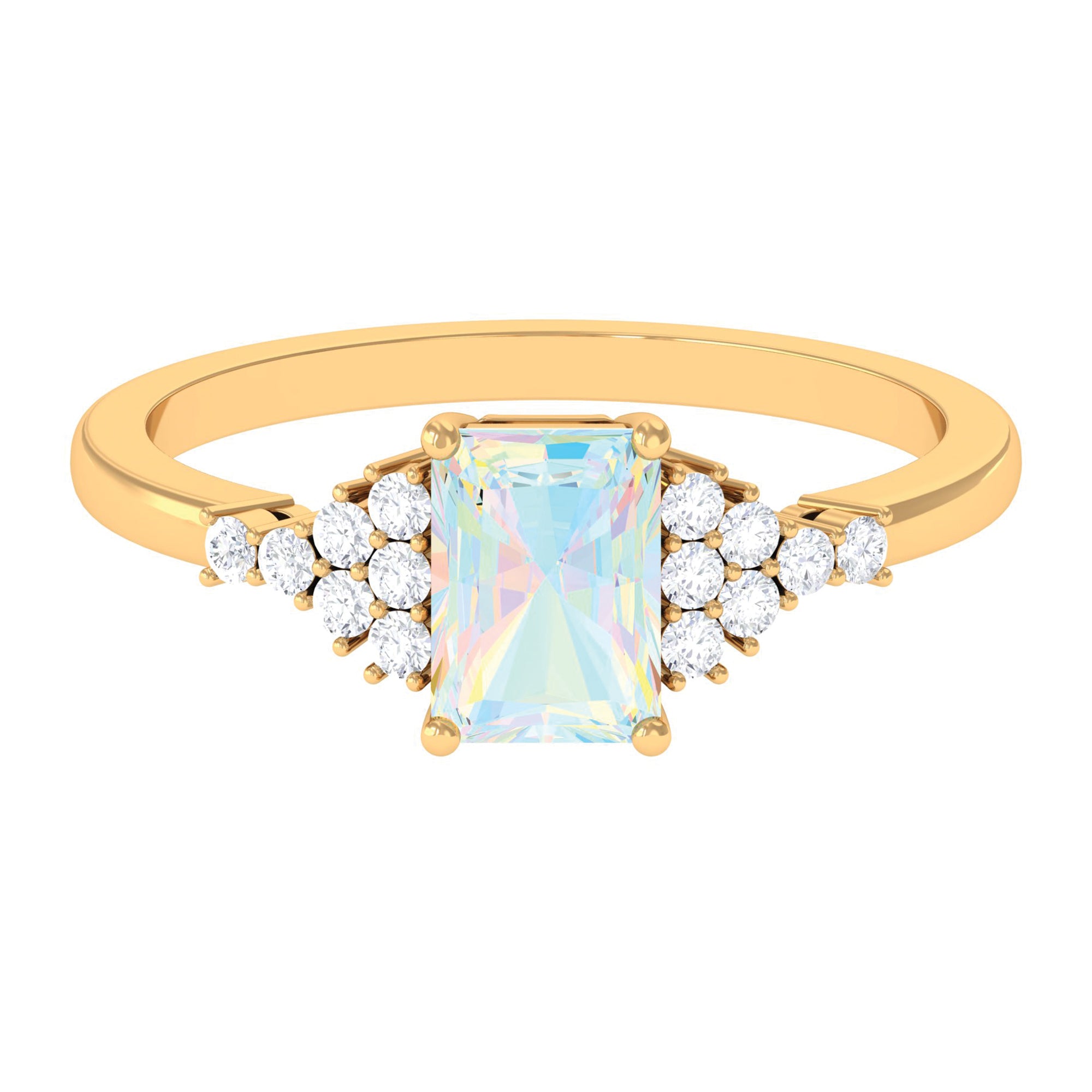 Octagon Cut Ethiopian Opal and Diamond Solitaire Engagement Ring Ethiopian Opal - ( AAA ) - Quality - Rosec Jewels