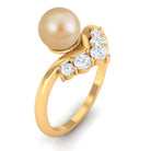 Minimal South Sea Pearl and Diamond Chevron Engagement Ring South Sea Pearl - ( AAA ) - Quality - Rosec Jewels