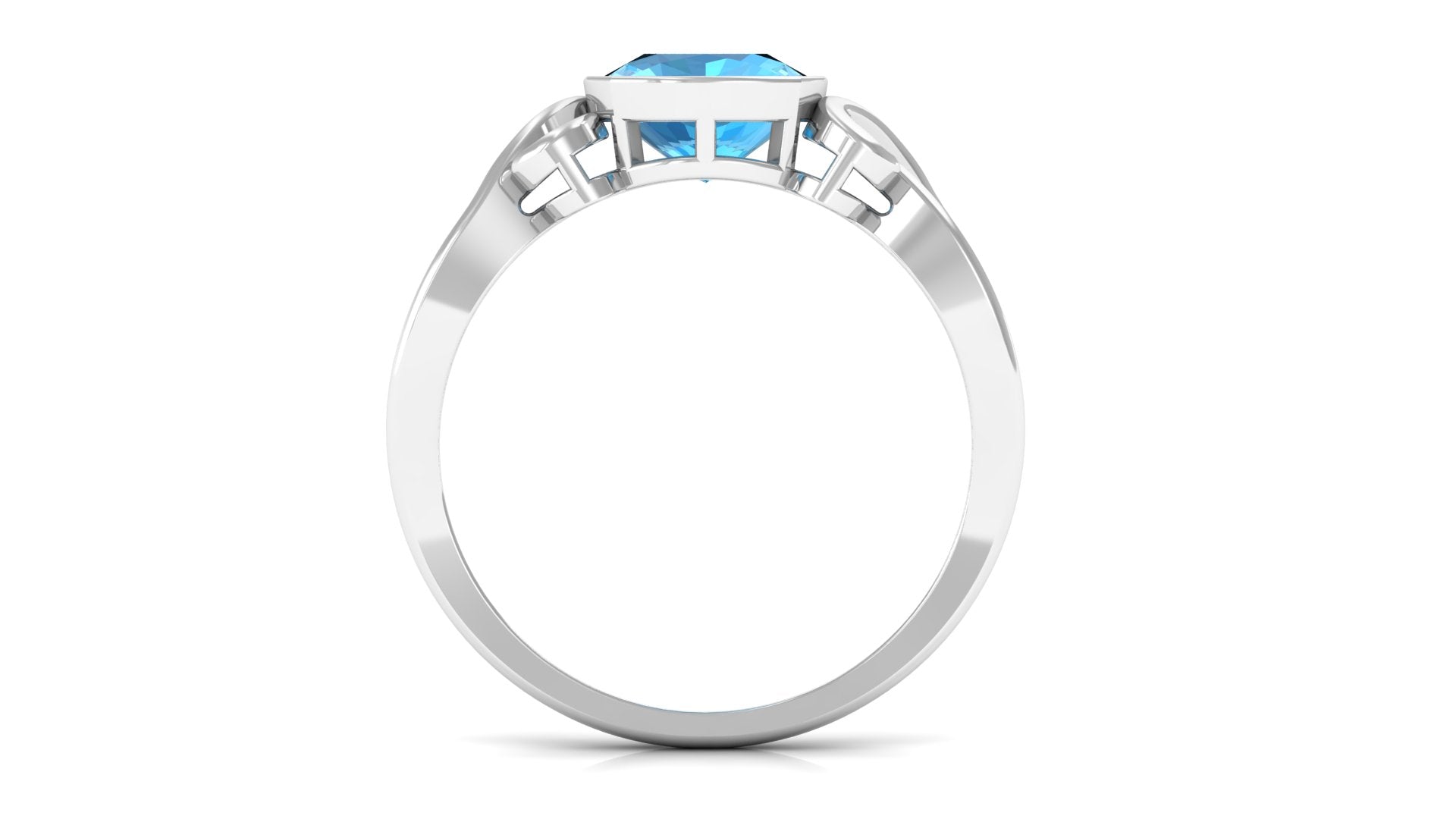 Cushion Cut Swiss Blue Topaz Vintage Solitaire Ring in Bezel Setting Swiss Blue Topaz - ( AAA ) - Quality - Rosec Jewels